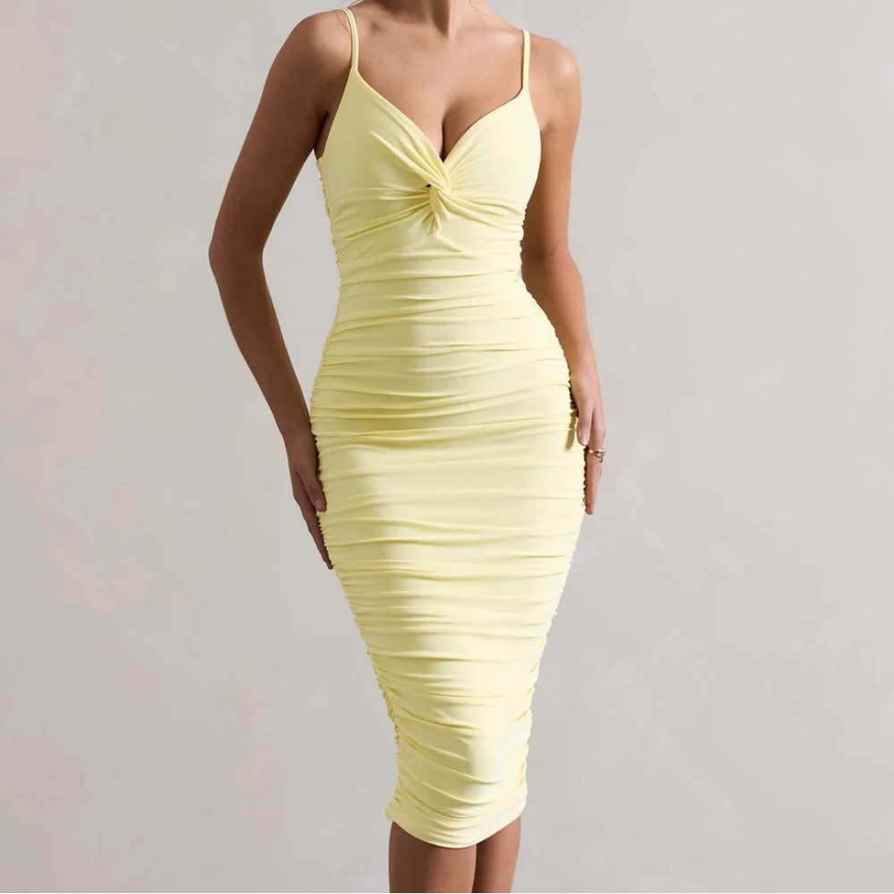 Club L London Lemon Knot Detail Dress